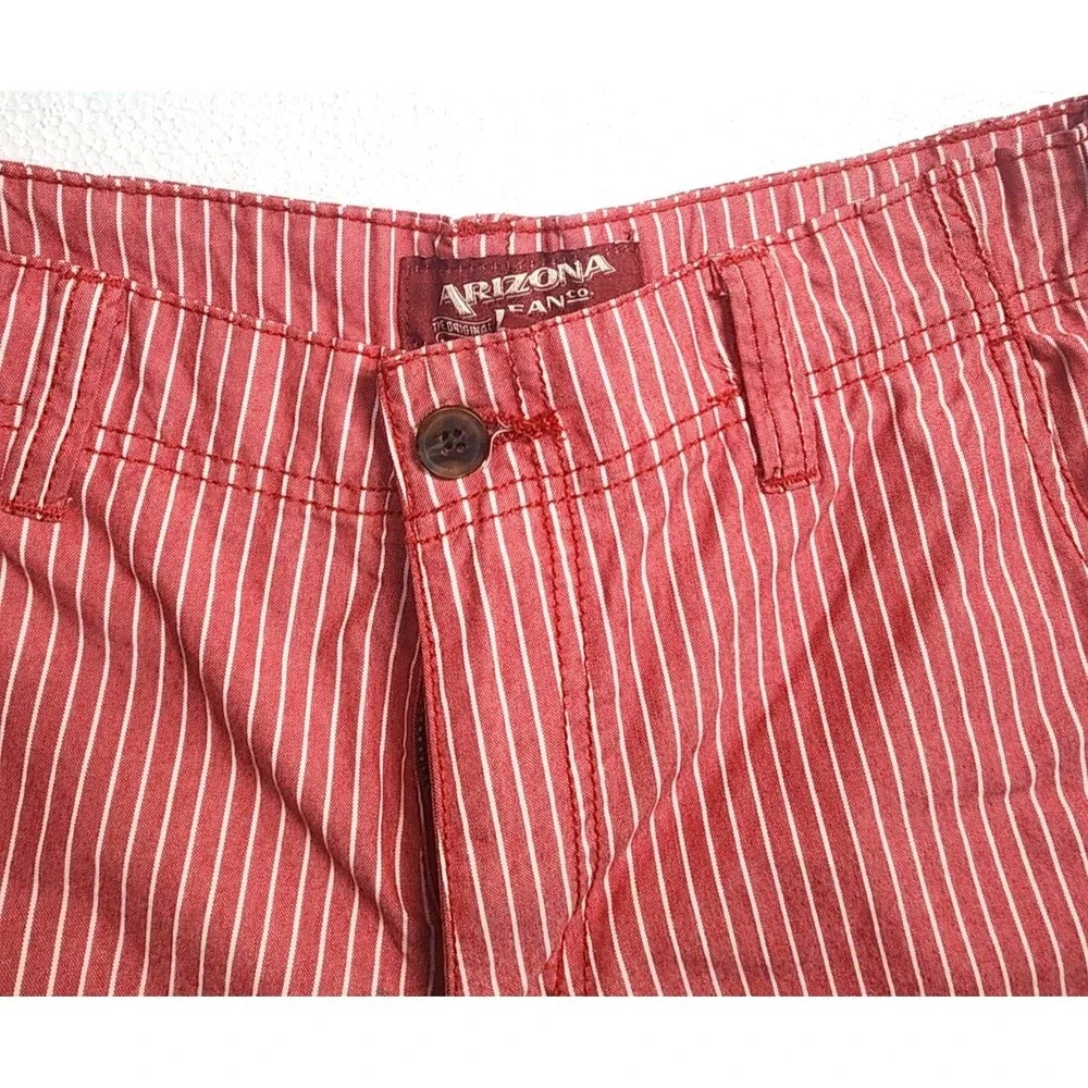 Arizona Jean Co Shorts Youth Size 16 Red White Striped Casual Chino Flat Front